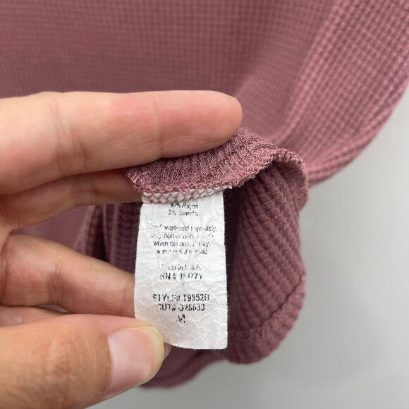 Gilli Waffle Knit Tee Womens Medium Mauve Rose Asymmetric Neckline Short Sleeve - Picture 5 of 5